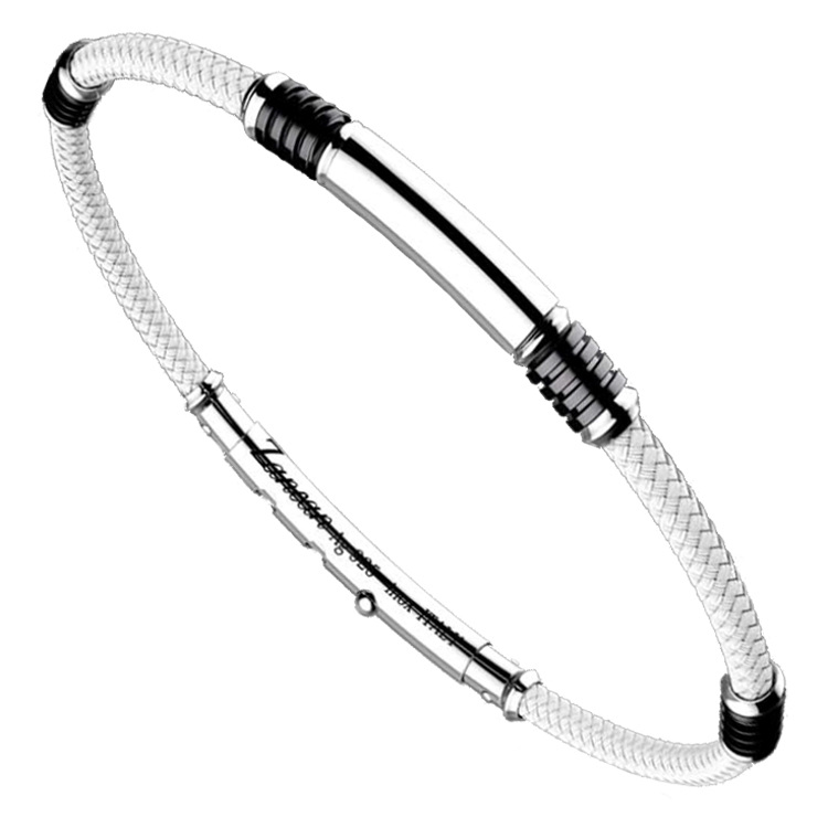 Браслет мужской из кевлара с вставками серебра Zancan EXB 576 BI