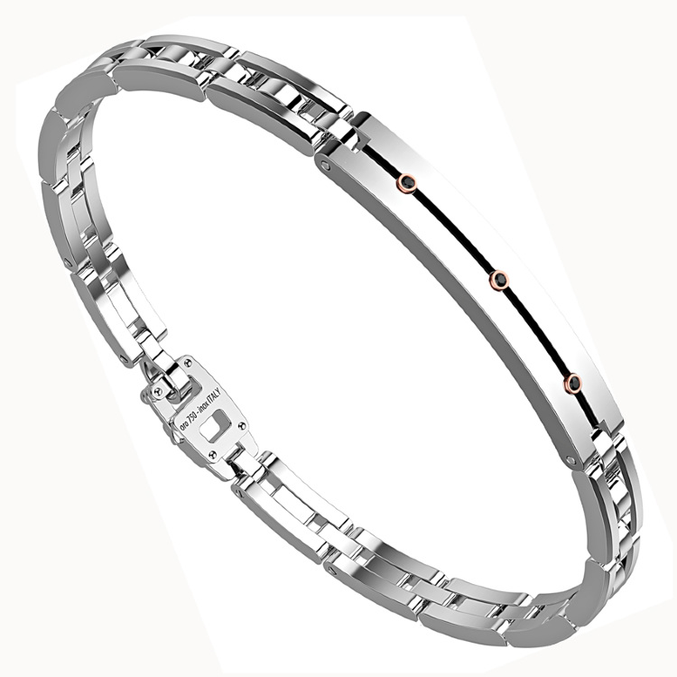 Браслет мужской из стали 316L с золотыми вставками  Zancan EXB 551 R