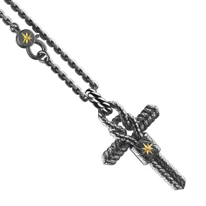 Колье крест из серебра с розой вктров  Zancan EXC 636