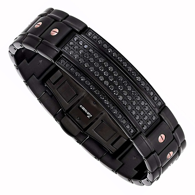 Браслет мужской из стали 316L и вставками шпинели Zancan EHB 070