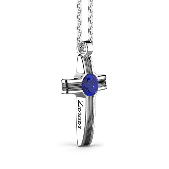 Крест подвеска серебро с лазуритом  Zancan EXC 623 L