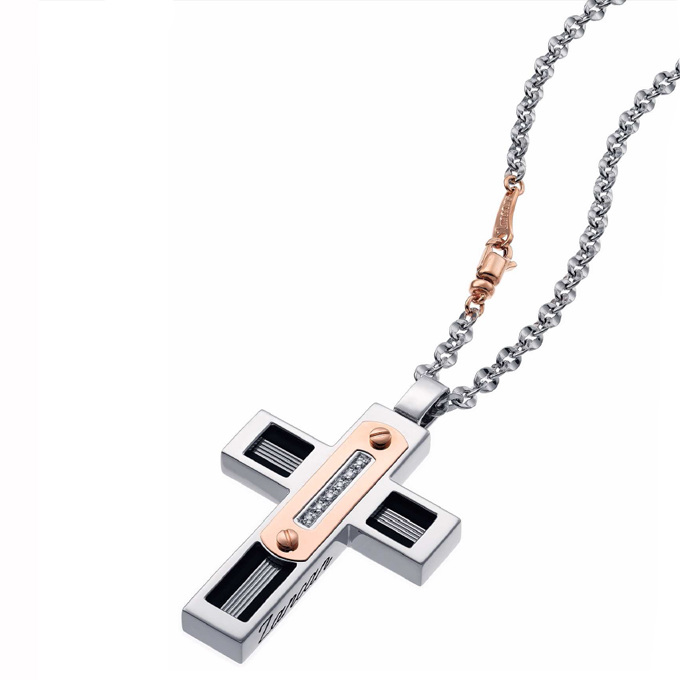 Колье крест из серебра и золота  Zancan EXC-153 R 50