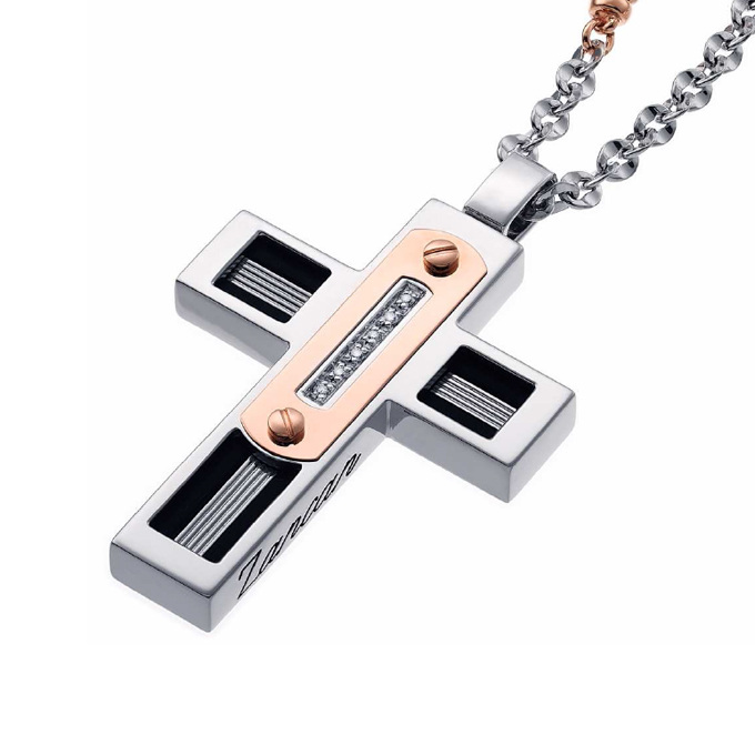 Колье крест из серебра и золота  Zancan EXC-153 R 50