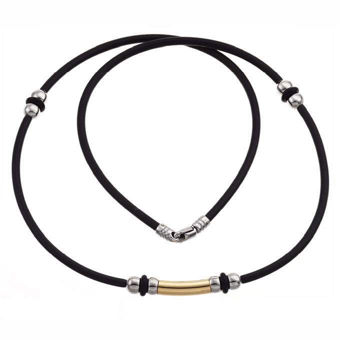 Колье подвеска на каучуковом шнурке и вставкой золота Zancan EXC 055 N