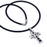 Крест подвеска на каучуковом шнурке и серебром Zancan EXC 207 N